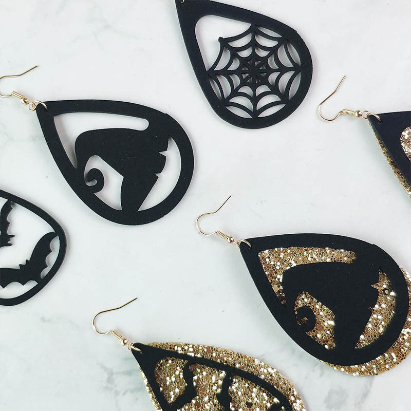 Wholesale 3 Pair/Pack Halloween Kitten Korean Velvet Spider Web Earrings